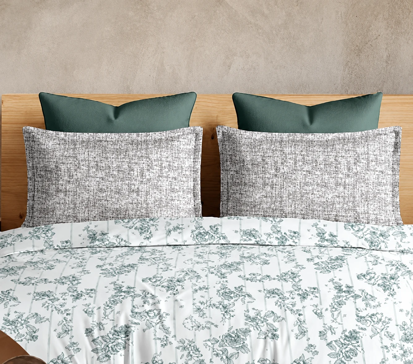 Blue-green botanical duvet set
