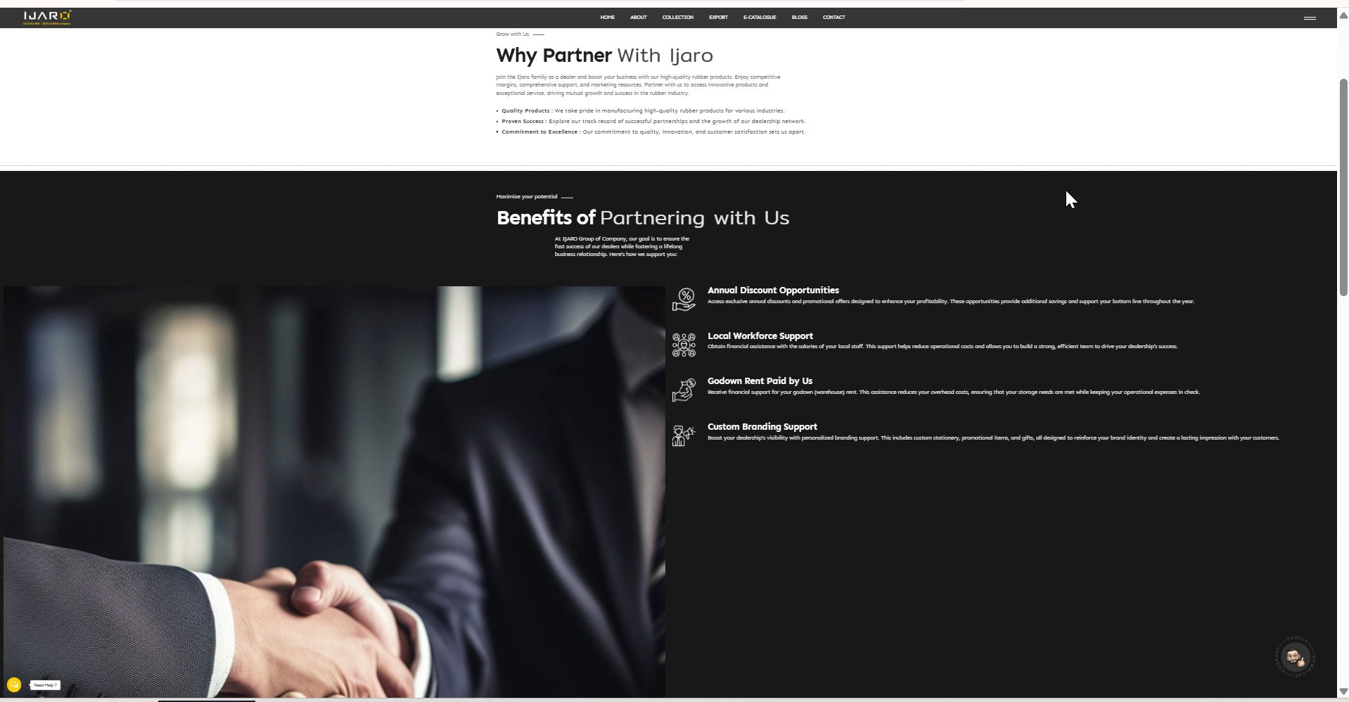 Business partners shaking hands, shown in the dealership reference recording